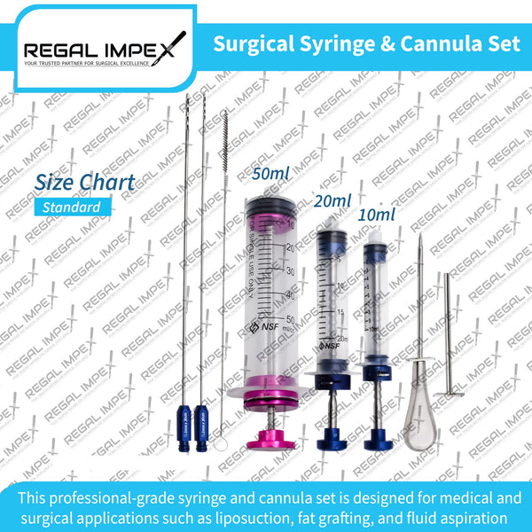 Luer Lock Microcannula Fat Transfer Kit with Cannula Cleaning Brush and ...