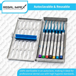 7-Piece Blue Titanium Luxating Root Elevator Set – Dental Implant PDL Elevators