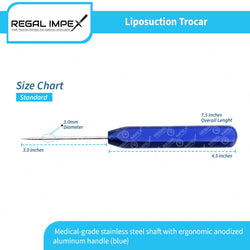 Liposuction Trocar 3.0mm Stainless Steel Shaft with Aluminum Handle
